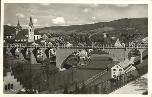 Baden AG Hochbruecke Limmat Kirche Kat. Baden