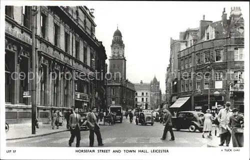 Leicester United Kingdom Horsefair Street and Town Hall Tuck's Post Card / Leicester /Leicestershire