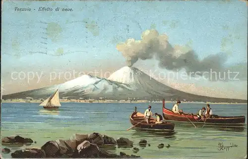Vesuvio Effeto di neve Kuenstlerkarte Kat. Napoli