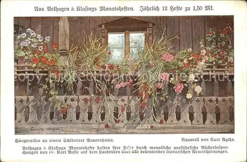 Schliersee Kuenstlerkarte Aquarell Curt Agthe Belhagen & Klasings Monatshefte Kat. Schliersee
