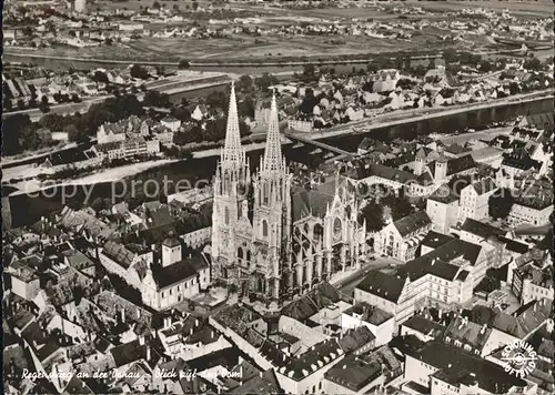 Regensburg Blick auf den Dom Fliegeraufnahme Bahnpost Kat. Regensburg