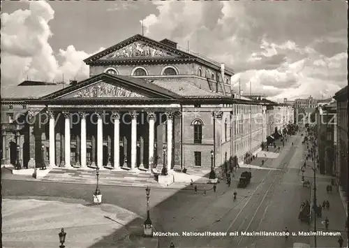 Muenchen Nationaltheater mit Maximilianstrasse und Maximilianeum Kat. Muenchen