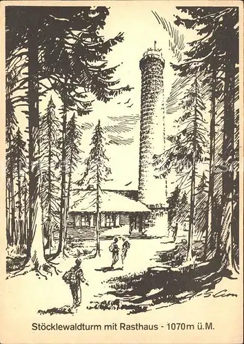 Triberg Schwarzwald Stoecklewaldturm mit Rasthaus Zeichnung Kat. Triberg im Schwarzwald