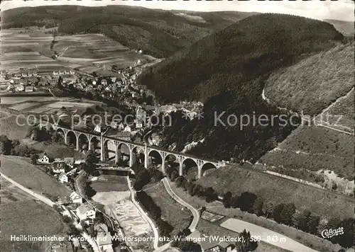 Willingen Sauerland Totalansicht mit Viadukt Fliegeraufnahme Kat. Willingen (Upland)