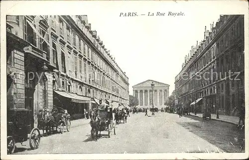 Paris La Rue Royale Pferdekutschen Kat. Paris