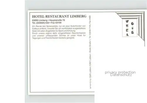 Limberg Cottbus Hotel Restaurant Limberg Spreewald  Kat. Kolkwitz