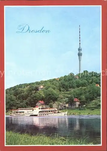 Dresden Elbansicht mit Fernsehturm Ausflugsdampfer Kat. Dresden Elbe