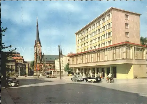 Karl Marx Stadt Blick zum Theaterplatz Kirche Kat. Chemnitz