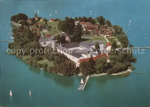 Fraueninsel Chiemsee Abtei Frauenwoerth Fliegeraufnahme Kat. Chiemsee