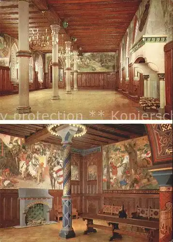 Burg Wupper Schloss mit Bergischem Museum Rittersaal Wandgemaelde Kemenate Kat. Solingen