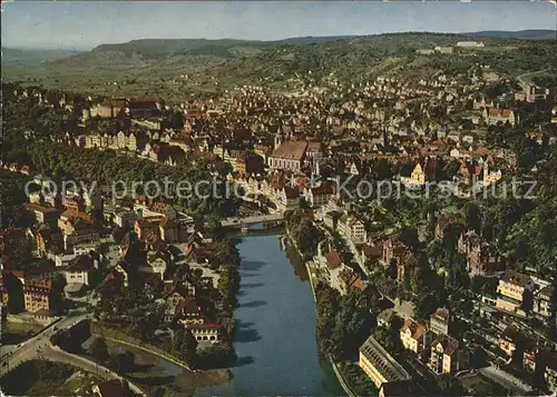 Tuebingen Blick auf Neckar und zum Schloss Universitaetsstadt Fliegeraufnahme Kat. Tuebingen