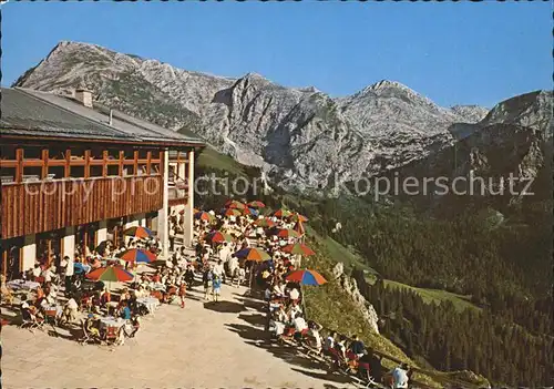 Koenigsee Berchtesgaden Berggaststaette Jennerbahn Sonnenterrasse Schneibstein Rainersberg Alpen Kat. Berchtesgaden