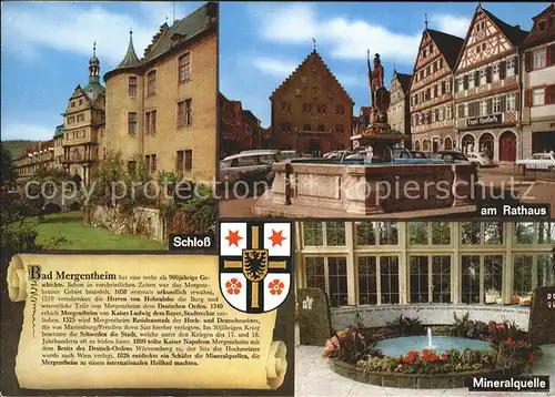 Bad Mergentheim Schloss Brunnen Rathaus Fachwerkhaus Mineralquelle Wappen Geschichte Kat. Bad Mergentheim