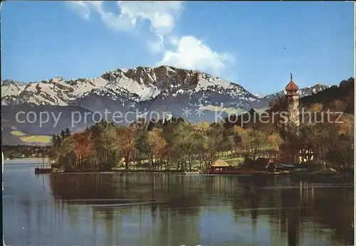 Bernried Starnberger See Ansicht vom See aus Kirche Nationalpark Alpen Kat. Bernried