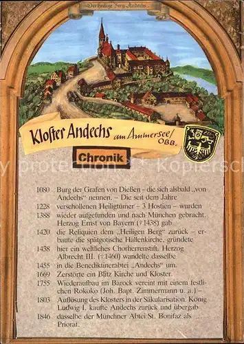 Kloster Andechs zur Staufer Zeit Chronik Wappen Kat. Andechs