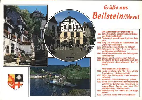 Beilstein Mosel Klostertreppe Marktplatz Burg Wappen Geschichte Kat. Beilstein