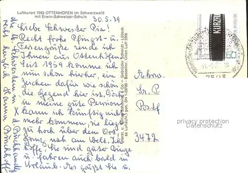 Ottenhoefen Schwarzwald Erwin Schweizer Schule Luftkurort Fliegeraufnahme / Ottenhoefen im Schwarzwald /Ortenaukreis LKR