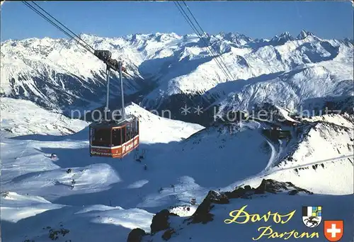 Davos GR Parsenn Luftseilbahn Weissfluhjoch Gipfel Wintersportplatz Alpenpanorama Kat. Davos