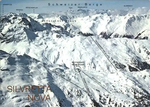 Gaschurn Vorarlberg Skigebiet Silvretta Nova Panorama Schweizer Berge Kat. Gaschurn