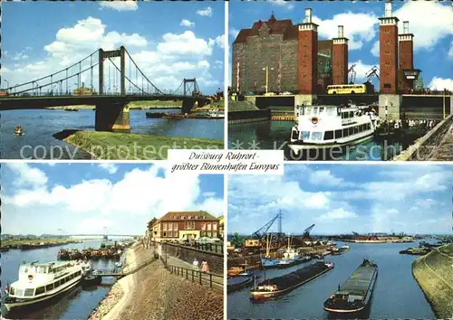 Duisburg Ruhr Groesster Binnenhafen Europas Bruecke Dampfer Frachtkahn / Duisburg /Duisburg Stadtkreis