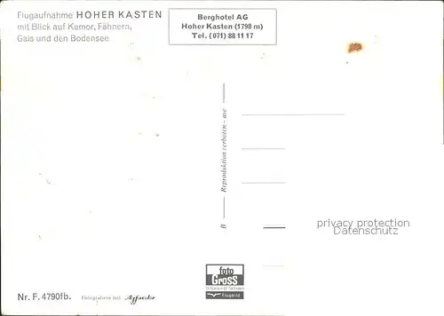 Hoher Kasten Fliegeraufnahme Kamor Faehnern Gais Bodensee Kat. Appenzeller Alpen