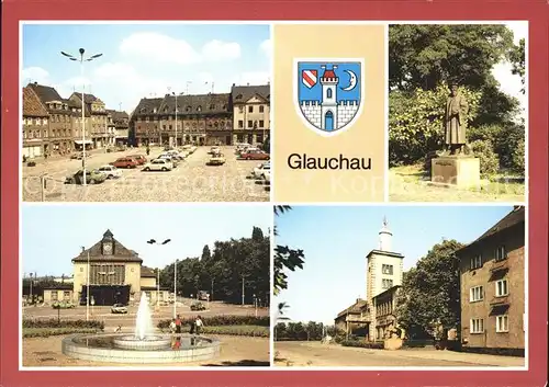 Glauchau Markt Agricoladenkmal Bahnhofsvorplatz Betriebsberufsschule Wilhelm Pieck Kat. Glauchau