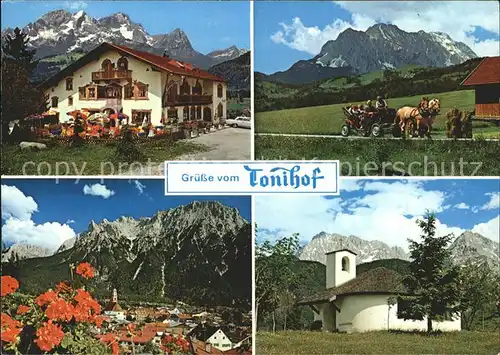Kruen Hotel Toni Hof Mittenwald Zugspitze Kutschenfahrt Wettersteinspitze  Kat. Kruen