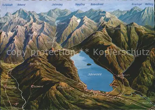 Schliersee Spitzingsee Panoramakarte  Kat. Schliersee