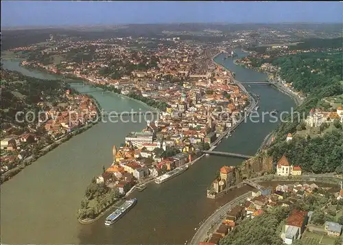 Passau Fliegeraufnahme Muendung Inn Ilz Donau Kat. Passau