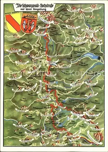 Baerenbach Wuerttemberg Schwarzwald Hochstrasse Panoramakarte Aastatt Mahlsdorf Neusatz Kat. Urbach