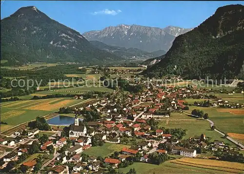 Flintsbach Inn Panorama mit Kaisergebirge Kat. Flintsbach a.Inn