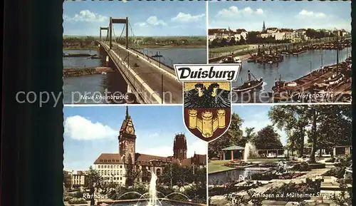 Duisburg Ruhr Neue Rheinbruecke Hafenpartie Rathaus Anlagen Muelheimer Strasse / Duisburg /Duisburg Stadtkreis