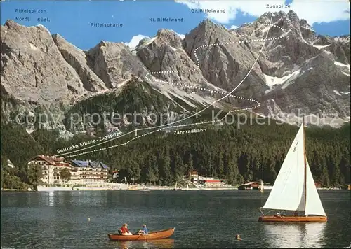 Garmisch Partenkirchen mit Eibsee und Zugspitze Bootspartie Kat. Garmisch Partenkirchen