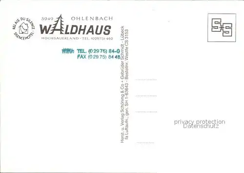 Ohlenbach Waldhaus Fliegeraufnahme Kat. Schmallenberg