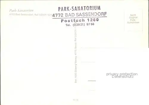 Bad Sassendorf Park Sanatorium Kat. Bad Sassendorf