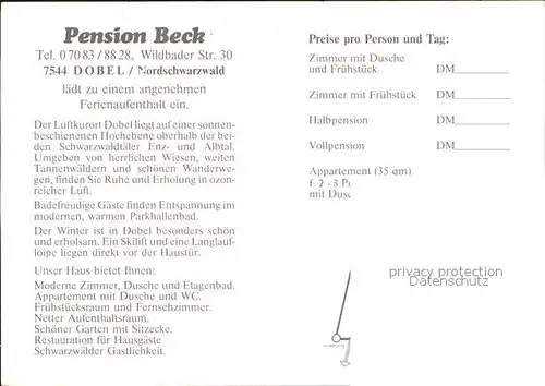 Dobel Schwarzwald Pension Beck Kat. Dobel