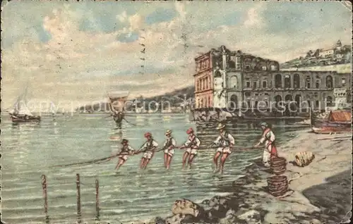 Napoli Neapel Posillipo con Palazzo Donn Anna  Kat. Napoli