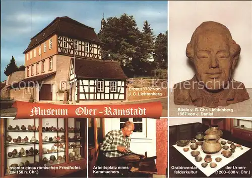 Ober Ramstadt Museum Invetar roemischen Friedhoefes Arbeitsplatz Kammachers Bueste v. G. Chr. Lichtenberg  Kat. Ober Ramstadt