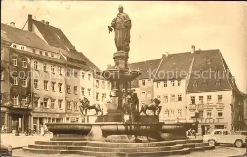 Freiberg Sachsen Obermarkt Brunnen Kat. Freiberg