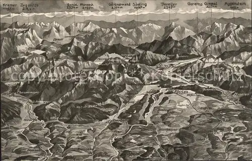 Oberammergau mit Fuessen Reliefkarte Kat. Oberammergau
