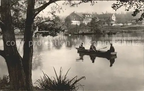 Weinboehla FDGB Erholungsheim Heidehof mit Hausteich Bootspartie Kat. Weinboehla