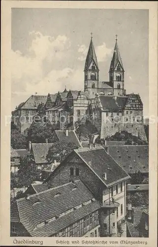 Quedlinburg Schloss und Schlosskirche vom Muenzenberg Kat. Quedlinburg