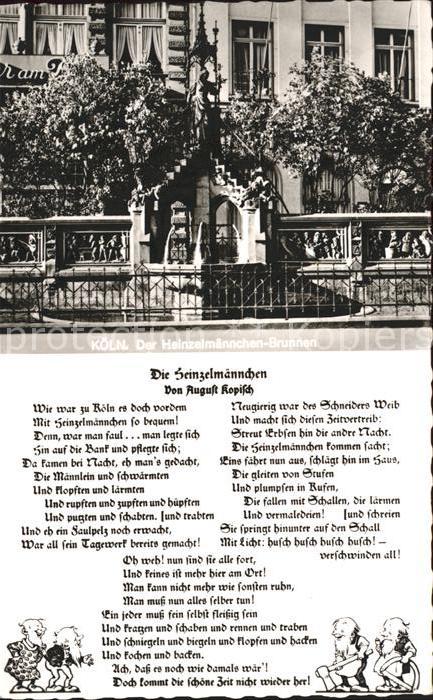 Der Römische Brunnen Gedicht Text Koeln Rhein Der Heinzelmaennchen.. | Ansichtskarten günstig