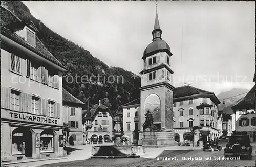 Altdorf UR Dorfplatz mit Telldenkmal Kat. Altdorf UR