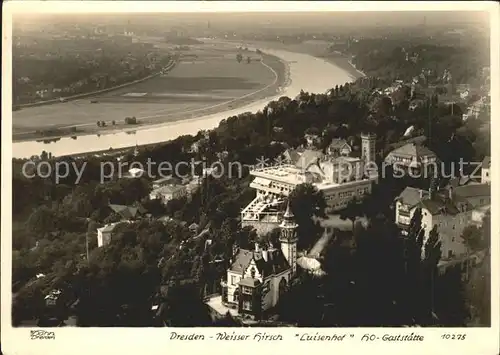 Dresden Weisser Hirsch Luisenhof HO Gaststaette Fliegeraufnahme Kat. Dresden Elbe