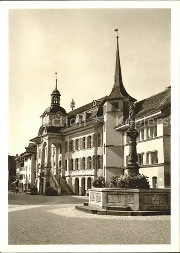 Zofingen Rathausplatz mit Niklaus Thut Brunnen Kat. Zofingen