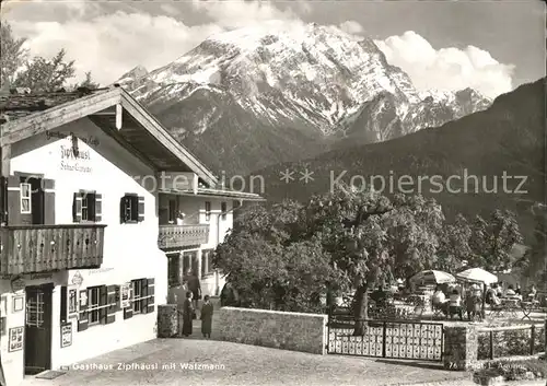Ramsau Berchtesgaden Gasthaus Zipfhaeusl mit Watzmann Kat. Ramsau b.Berchtesgaden