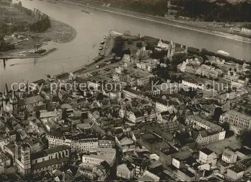 Koblenz Rhein Fliegeraufnahme mit Rhein und Mosel Kat. Koblenz