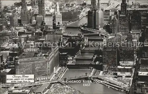 Chicago Illinois Fliegeraufnahme River Looking East Kat. Chicago