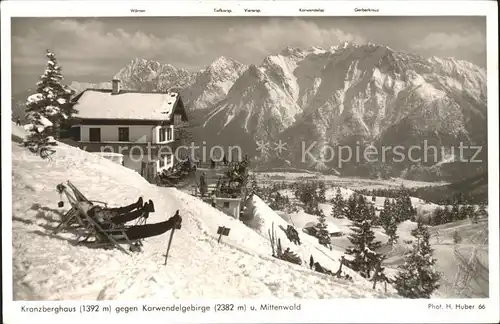 Mittenwald Karwendel Tirol Kranzberghaus mit Karwendelgebirge Kat. Schwaz